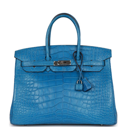 Hermes Birkin 35 Mykonos Matte Alligator Palladium Hardware