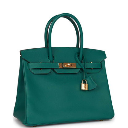 Hermes Birkin 30 Malachite Epsom Gold Hardware