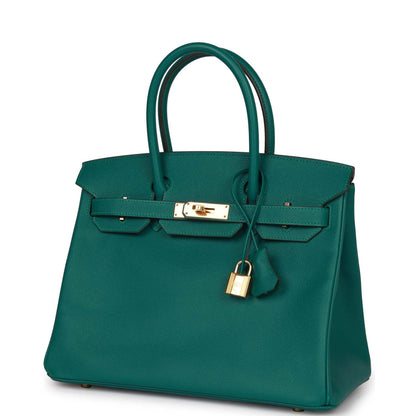 Hermes Birkin 30 Malachite Epsom Gold Hardware