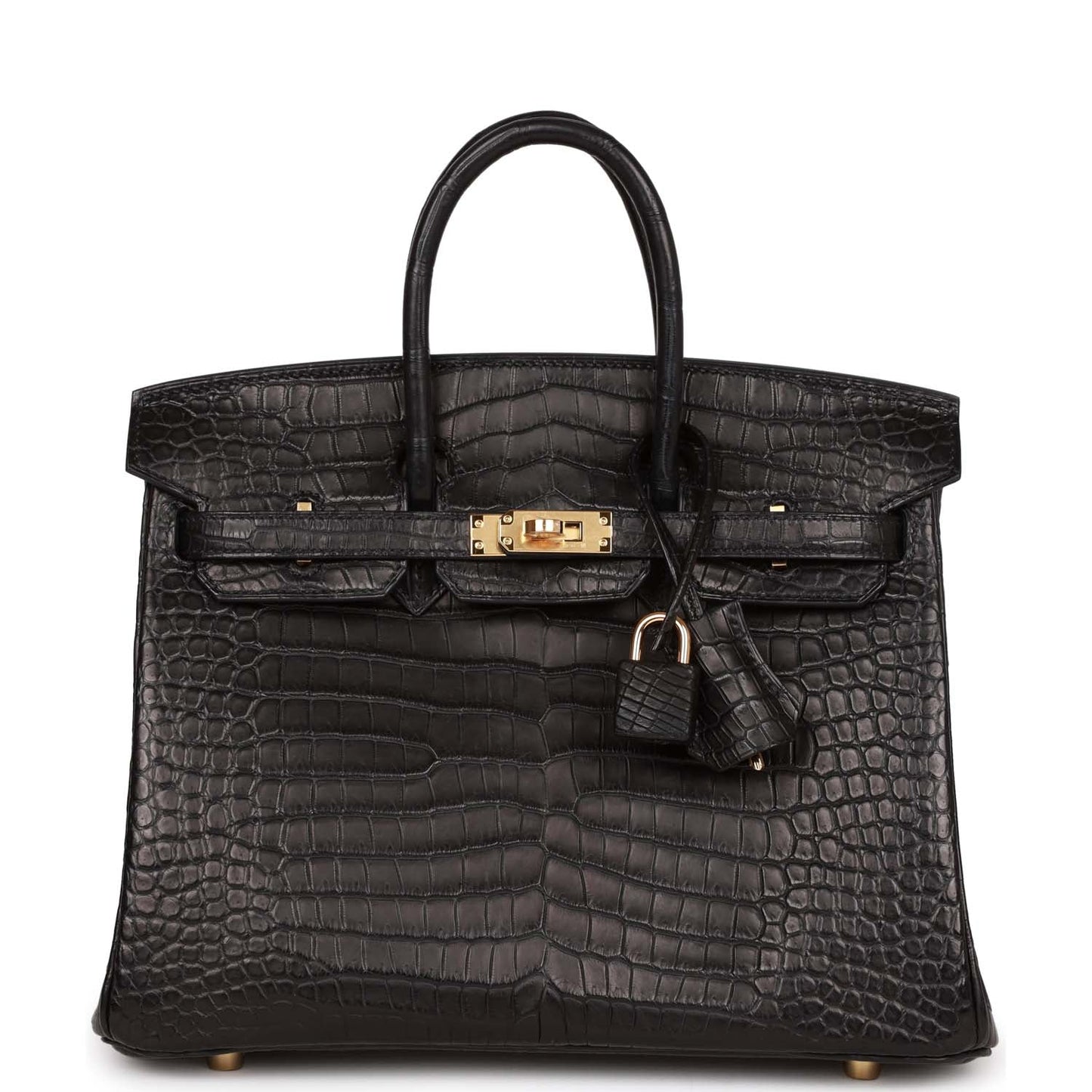 Hermes Birkin 25 Black Matte Porosus Crocodile Gold Hardware