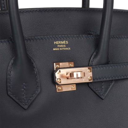 Hermes Birkin 25 Caban Swift Rose Gold Hardware