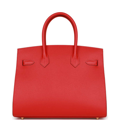 Hermes Birkin Sellier 30 Rouge Casaque Epsom Gold Hardware