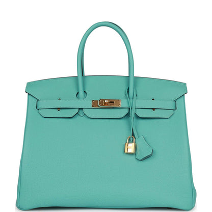 Hermes Birkin 35 Bleu Atoll Togo Gold Hardware