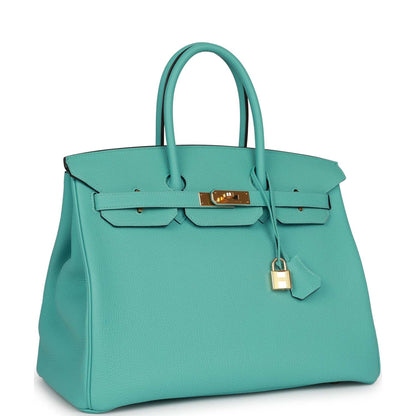 Hermes Birkin 35 Bleu Atoll Togo Gold Hardware