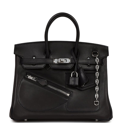 Hermes Limited Edition Birkin Rock 25 Black Volupto Palladium Hardware