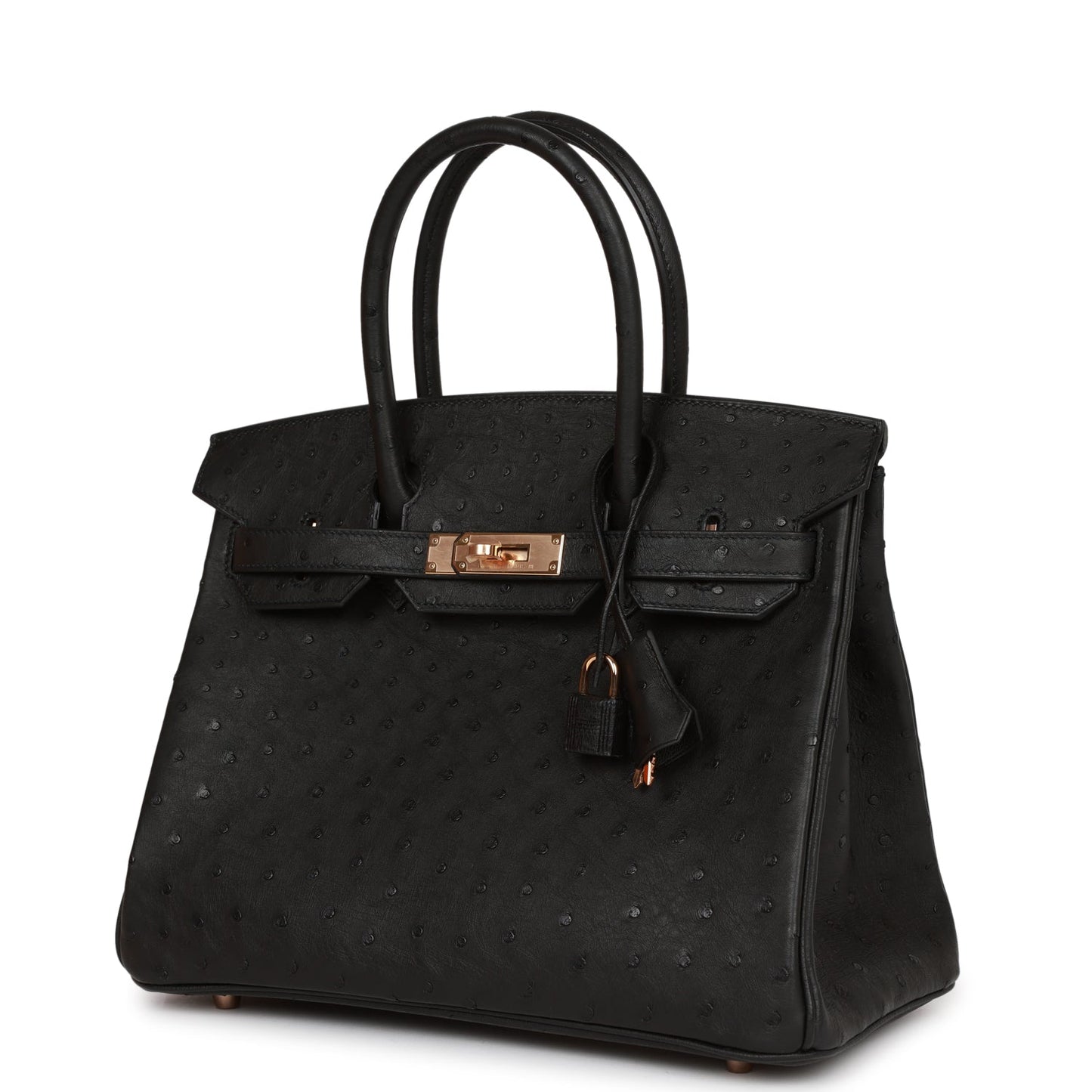 Hermes Birkin 30 Black Ostrich Rose Gold Hardware