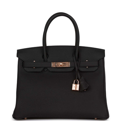 Hermes Birkin 30 Black Togo Rose Gold Hardware