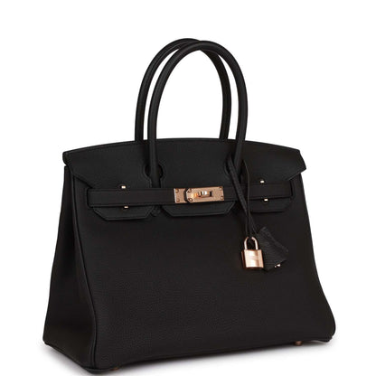 Hermes Birkin 30 Black Togo Rose Gold Hardware