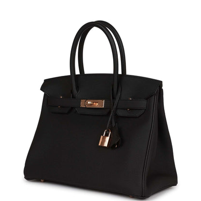 Hermes Birkin 30 Black Togo Rose Gold Hardware