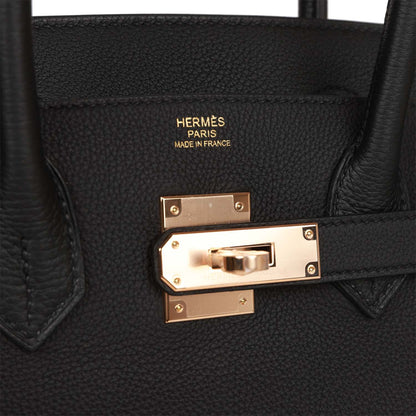 Hermes Birkin 30 Black Togo Rose Gold Hardware