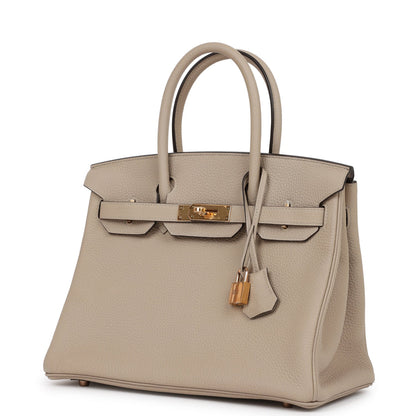 Hermes Birkin 30 Gris Tourterelle Togo Rose Gold Hardware