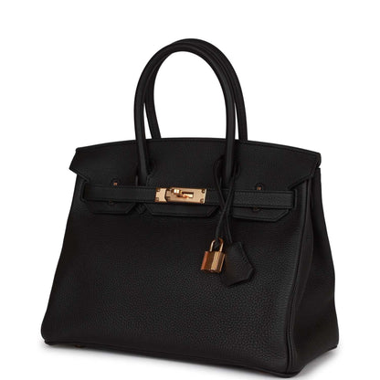 Hermes Birkin 30 Black Togo Rose Gold Hardware