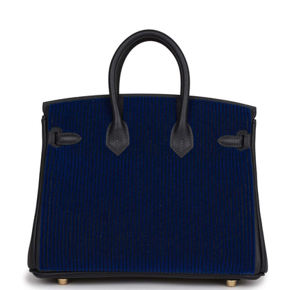 Hermes Birkin 25 Cote-a-Cote Tuffetage Bleu Saphir and Caban Swift Permabrass Hardware