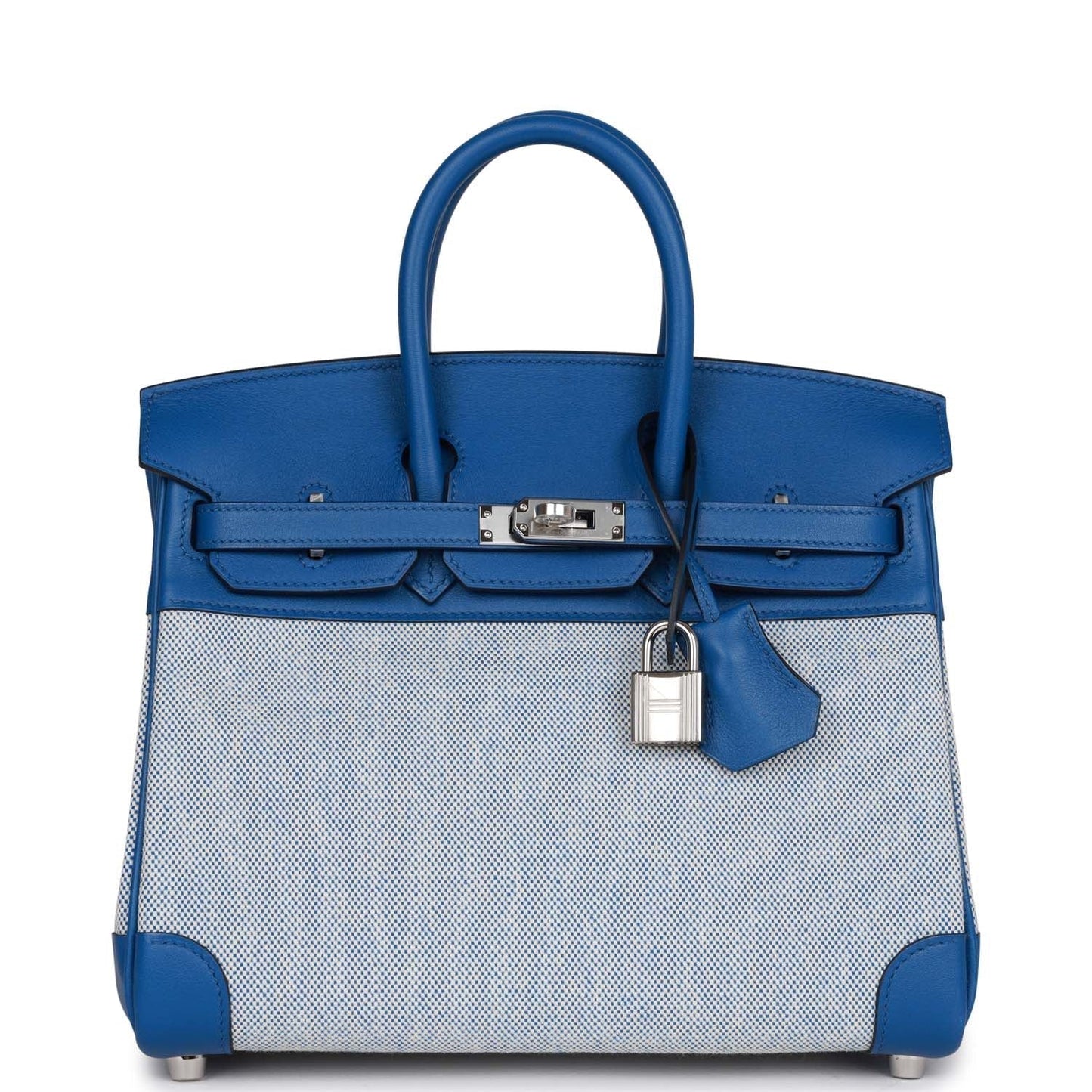 Hermes Birkin 25 Bleu Bill Toile H and Bleu France Swift Swift Palladium Hardware