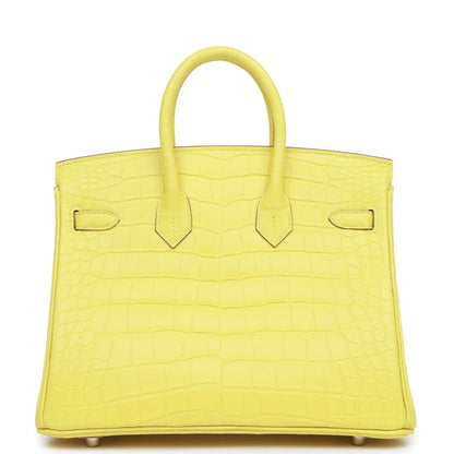 Hermes Birkin 25 Lime Matte Alligator Palladium Hardware