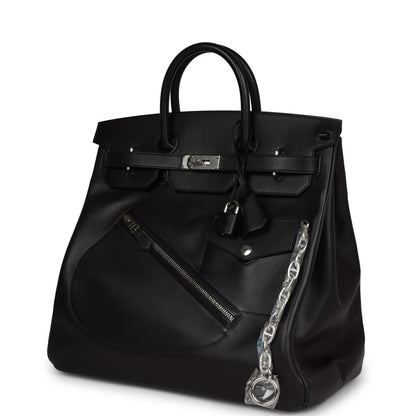 Hermes Birkin 40 HAC "Rock" Black Evercolor Palladium Hardware