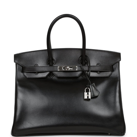 Hermes Birkin 35 Black Box Calf Palladium Hardware