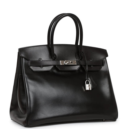 Hermes Birkin 35 Black Box Calf Palladium Hardware