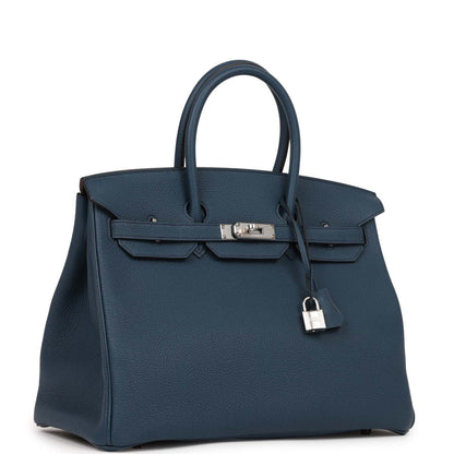 Hermes Birkin 35 Bleu De Prusse Togo Palladium Hardware