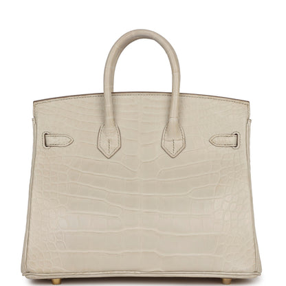 Hermes Birkin 25 Beton Matte Alligator Gold Hardware