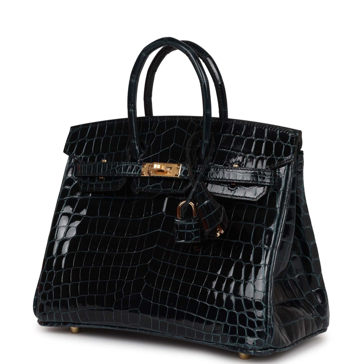 Hermes Birkin 25 Vert Rousseau Shiny Niloticus Crocodile Gold Hardware