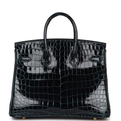 Hermes Birkin 25 Vert Rousseau Shiny Niloticus Crocodile Gold Hardware