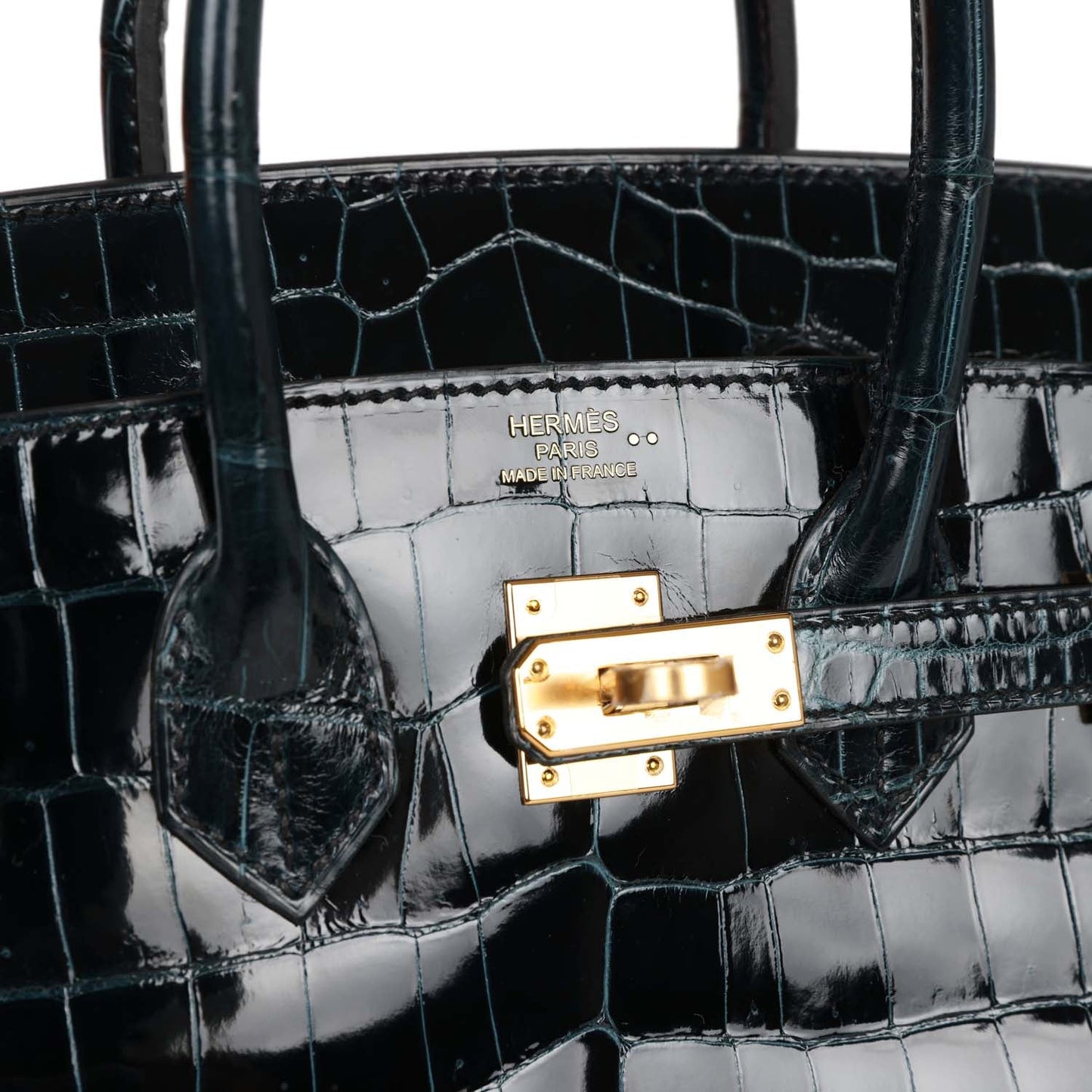 Hermes Birkin 25 Vert Rousseau Shiny Niloticus Crocodile Gold Hardware