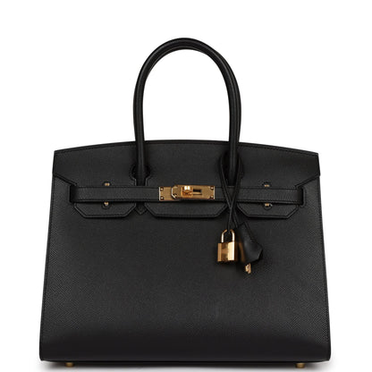 Hermes Birkin Sellier 30 Black Epsom Gold Hardware