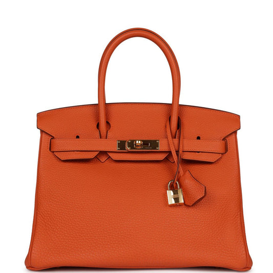 Hermes Birkin 30 Orange Togo Gold Hardware