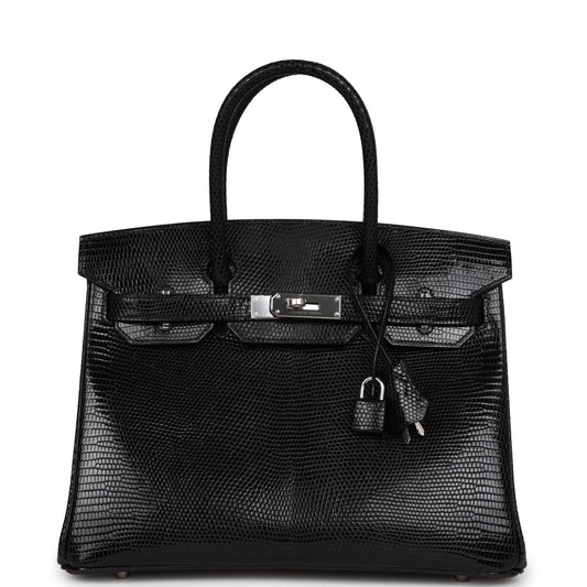 Hermes Birkin 30 Black Niloticus Lizard Palladium Hardware