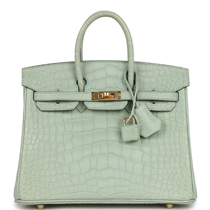 Hermes Birkin 25 Vert D'Eau Matte Alligator Gold Hardware