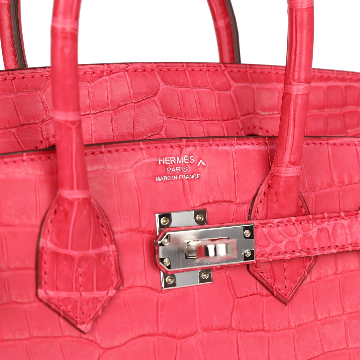 Hermes Birkin 25 Rose Extreme Matte Porosus Crocodile Palladium Hardware