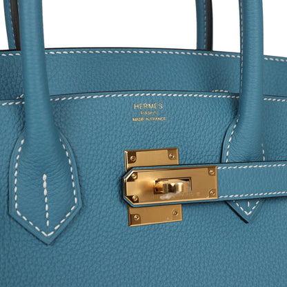 Hermes Birkin 30 Blue Jean Togo Gold Hardware