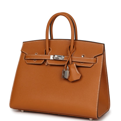 Hermes Birkin Sellier 25 Toffee Epsom Palladium Hardware