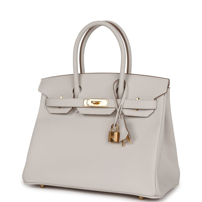 Hermes Birkin 30 Gris Pale Epsom Gold Hardware