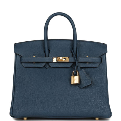 Hermes Birkin 25 Bleu De Prusse Togo Gold Hardware