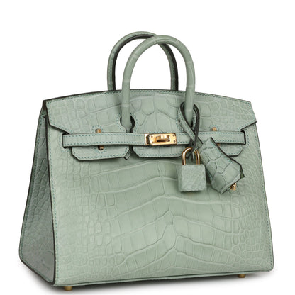 Hermes Birkin Sellier 20 Vert D'eau Matte Alligator Gold Hardware