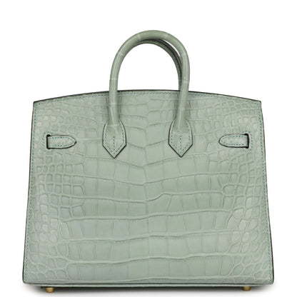 Hermes Birkin Sellier 20 Vert D'eau Matte Alligator Gold Hardware