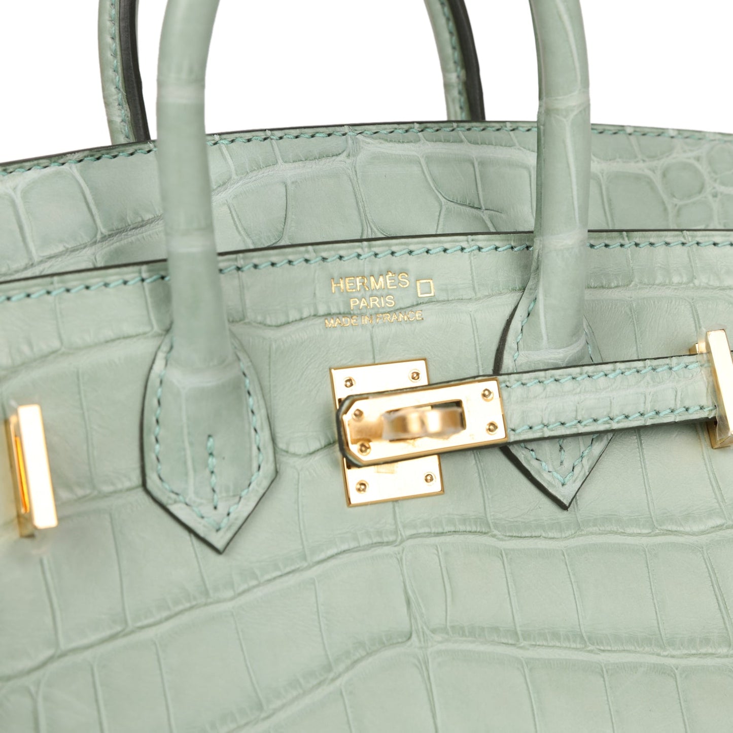 Hermes Birkin Sellier 20 Vert D'eau Matte Alligator Gold Hardware