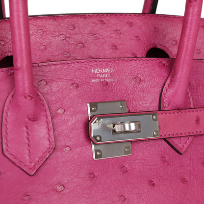 Hermes Birkin 30 Rose Pourpre Ostrich Palladium Hardware