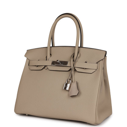 Hermes Birkin 30 Gris Tourterelle Togo Palladium Hardware