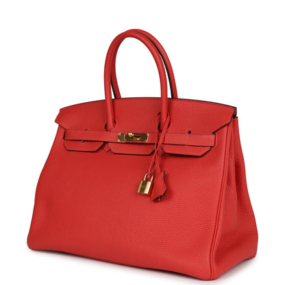 Hermes Birkin 35 Vermillion Togo Gold Hardware