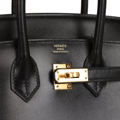 Hermes Birkin Sellier 25 Black Box Gold Hardware