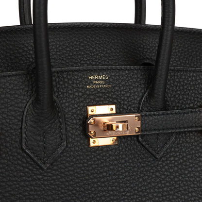 Hermes Birkin 25 Black Togo Rose Gold Hardware