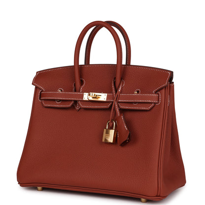 Hermes Birkin 25 Sienne Togo Gold Hardware