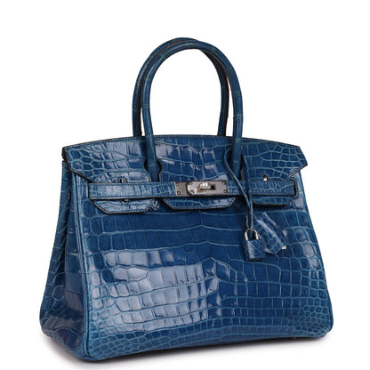 Hermes Birkin 30 Mykonos Shiny Niloticus Crocodile Palladium Hardware