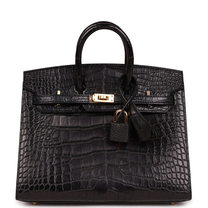 Hermes Birkin Sellier 20 Black Matte Alligator Gold Hardware