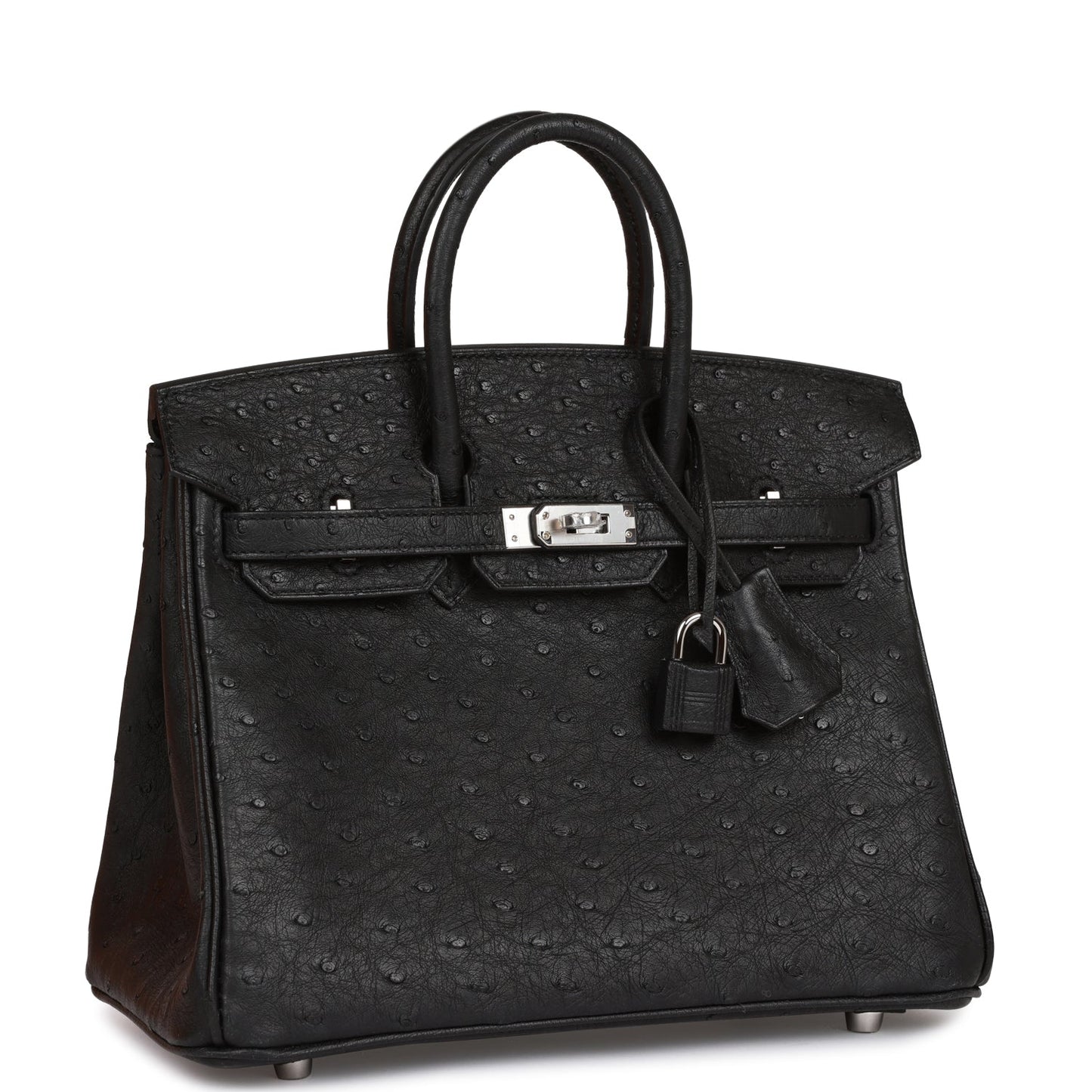 Hermes Birkin 25 Black Ostrich Palladium Hardware