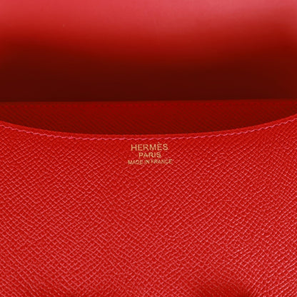 Hermes Constance 24 Rouge Casaque Epsom Gold Hardware