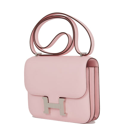 Hermes Constance 18 Rose Sakura Swift Palladium Hardware